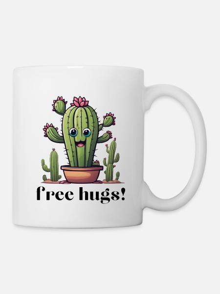 free hugs kaktus cartoon - lustiger Kaktus Stachel - Tasse - Weiß