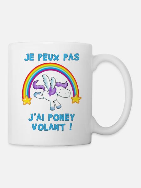 Je peux pas j'ai Poney volant ! - Mug blanc - blanc