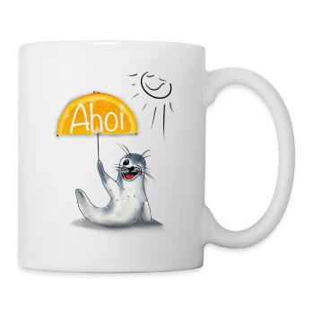 Seehund mit fruchtigem Sonnenschirm - Tasse - Weiß - Rechts