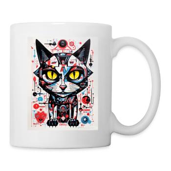 Géométrie du chat abstrait - Mug blanc - blanc - Droite