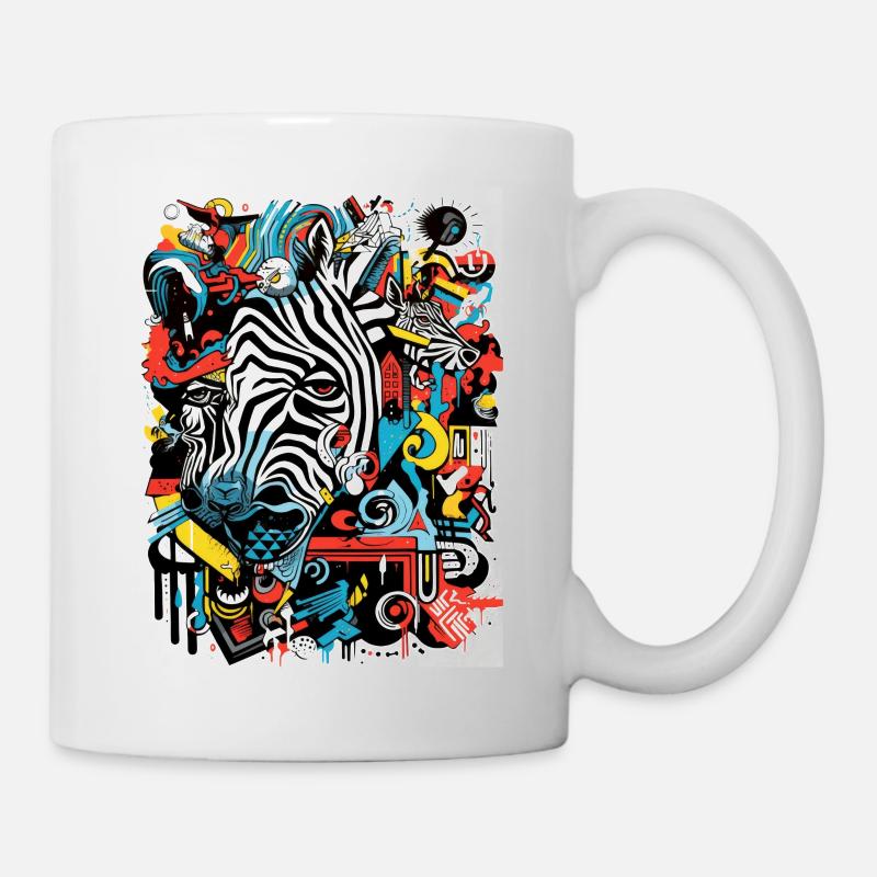 Graffiti de géométrie de zèbre - Mug blanc - blanc