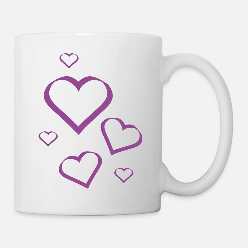 Herz violett violettes Herz Muster violett  - Tasse - Weiß