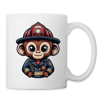 Pompier singe mignon - Mug blanc - blanc - Droite