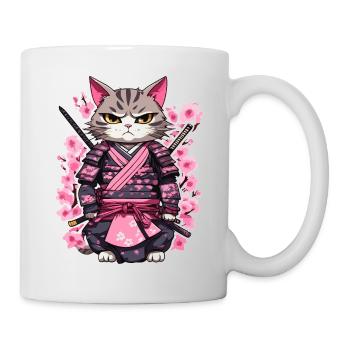 Samurai Cat & Cherry Blossoms #7 - Mug - white - Right