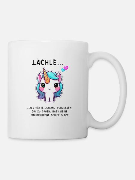 Schief sitzende EInhornkrone - Tasse - Weiß