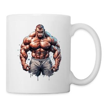 Bodybuilder / Sport / Fitness / Affe / Muskeln - Tasse - Weiß - Rechts