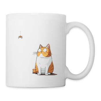 Katze vs. Spinne - Tasse - Weiß - Rechts