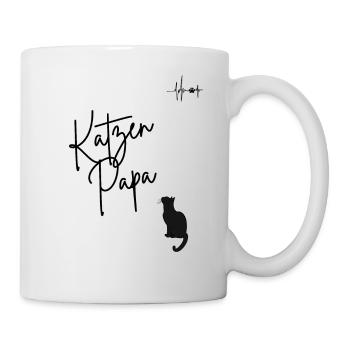 Katzenpapa mit Herzschlag Design - Tasse - Weiß - Rechts