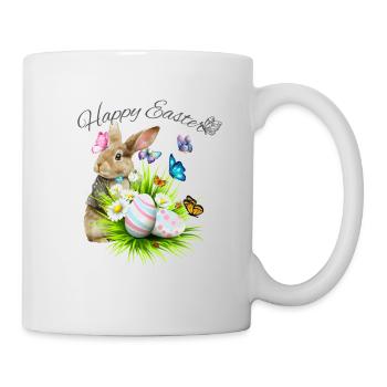 Panier de Pâques avec lapin de Pâques et papillons - Mug blanc - blanc - Droite