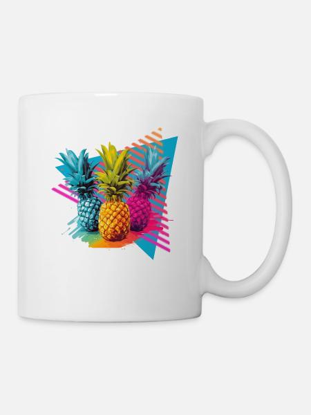 Bunte Ananas Farbklecks Farbspritzer - Tasse - Weiß