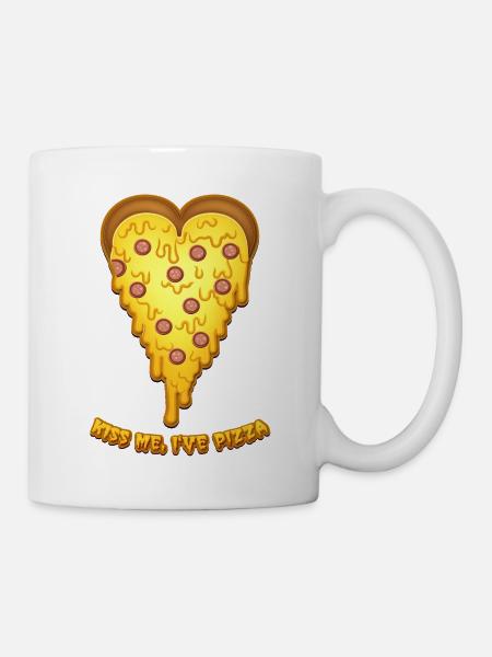 Kiss me, I've pizza, Valentine's day pizza heart - Mug - white