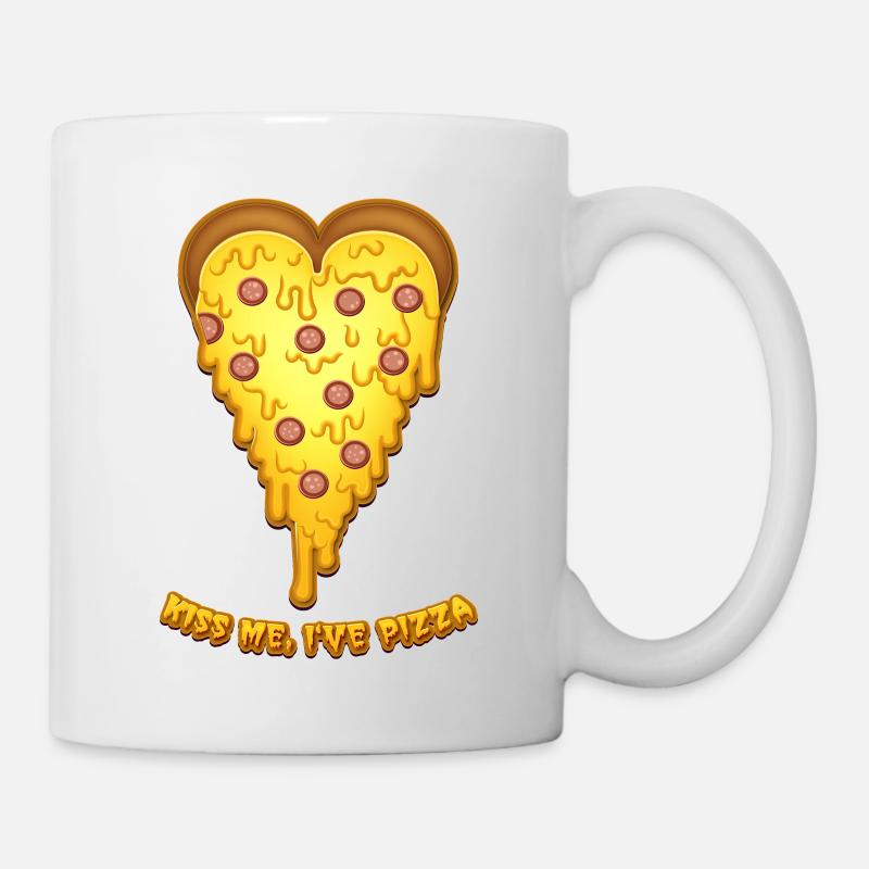 Embrasse-moi, j’ai de la pizza, coeur de pizza de la Saint-Valentin - Mug blanc - blanc