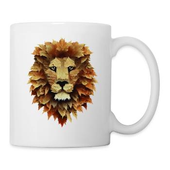 Majesté d’automne : Lion entouré de feuilles d’automne - Mug blanc - blanc - Droite