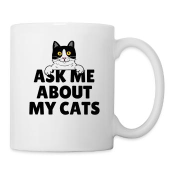 Ask Me About My Cats - Tuxedo Black and White - Mug - white - Right