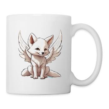 Magischer süsser weisser Fuchs mit Engelsflügel - Tasse - Weiß - Rechts