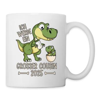 Dino Baby Ei Großer Cousin 2025 Dinosaurier - Tasse - Weiß - Rechts