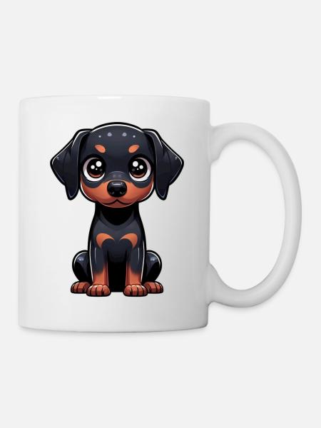 Digital illustration of cute Doberman - Mug - white