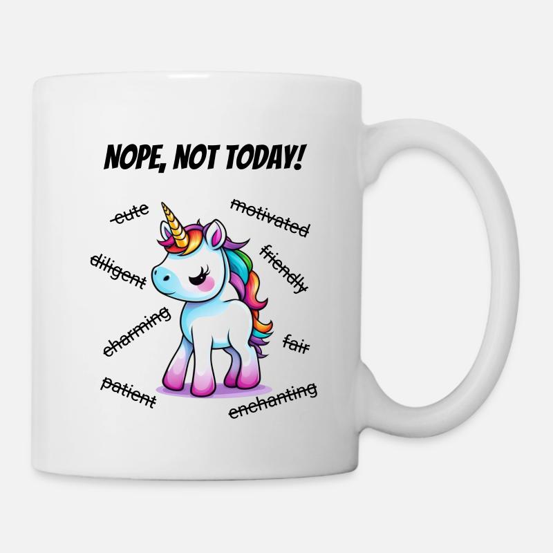 Nope not today - unicorn (black) - Tasse - Weiß