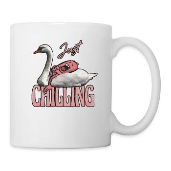 just chilling monster on swan - Mug - white - Right