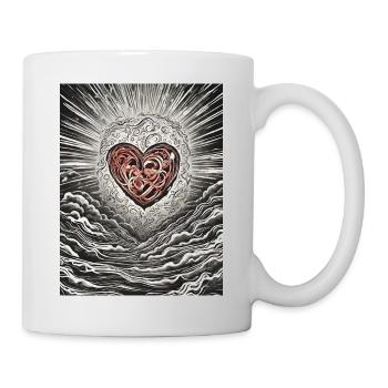 "Radiant Abstract Heart" - Mug - white - Right