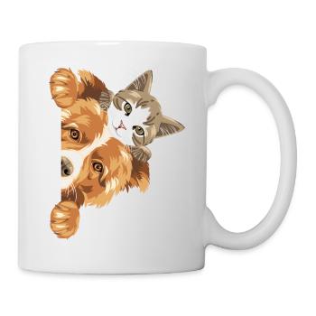 Chien Border Collie et chaton mignon - Mug blanc - blanc - Droite