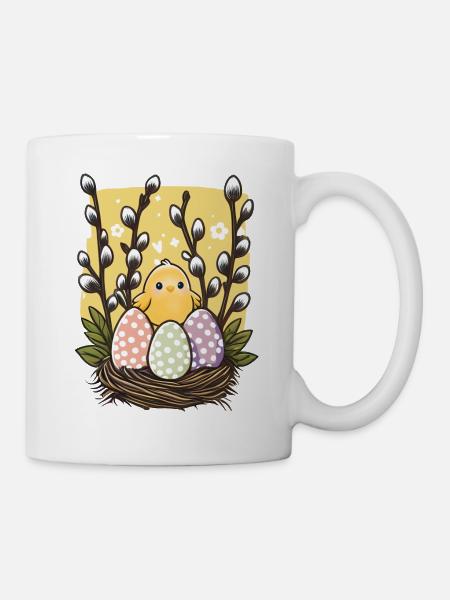 Easter eggs and willow twigs - Mug - white