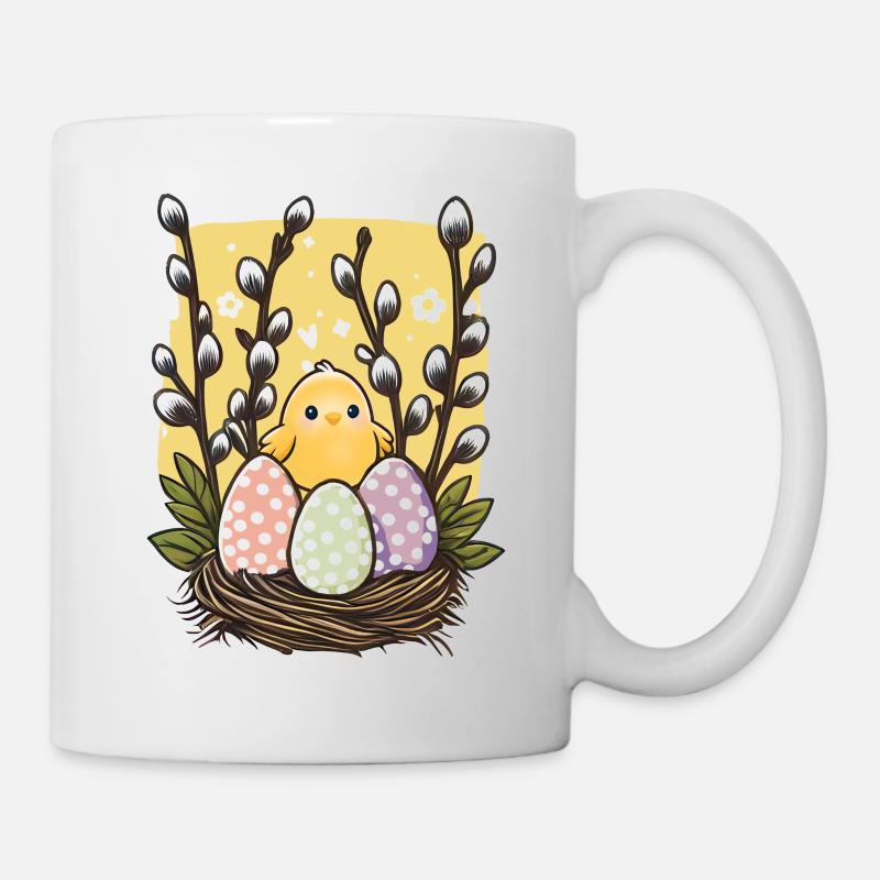 Oeufs de Pâques et brindilles de saule - Mug blanc - blanc