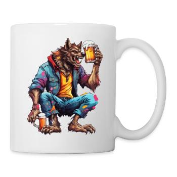 Werwolf / Vollmond / Wesen / Verwandlung / Fluch - Tasse - Weiß - Rechts
