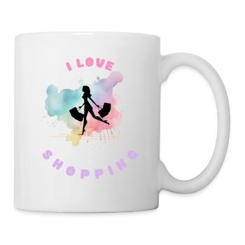 I love shopping. - Mug - white - Right