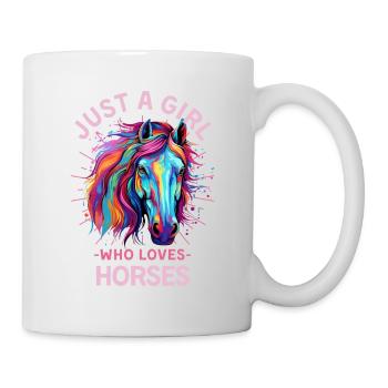 Buntes Pferd Mädchen Frauen - Tasse - Weiß - Rechts