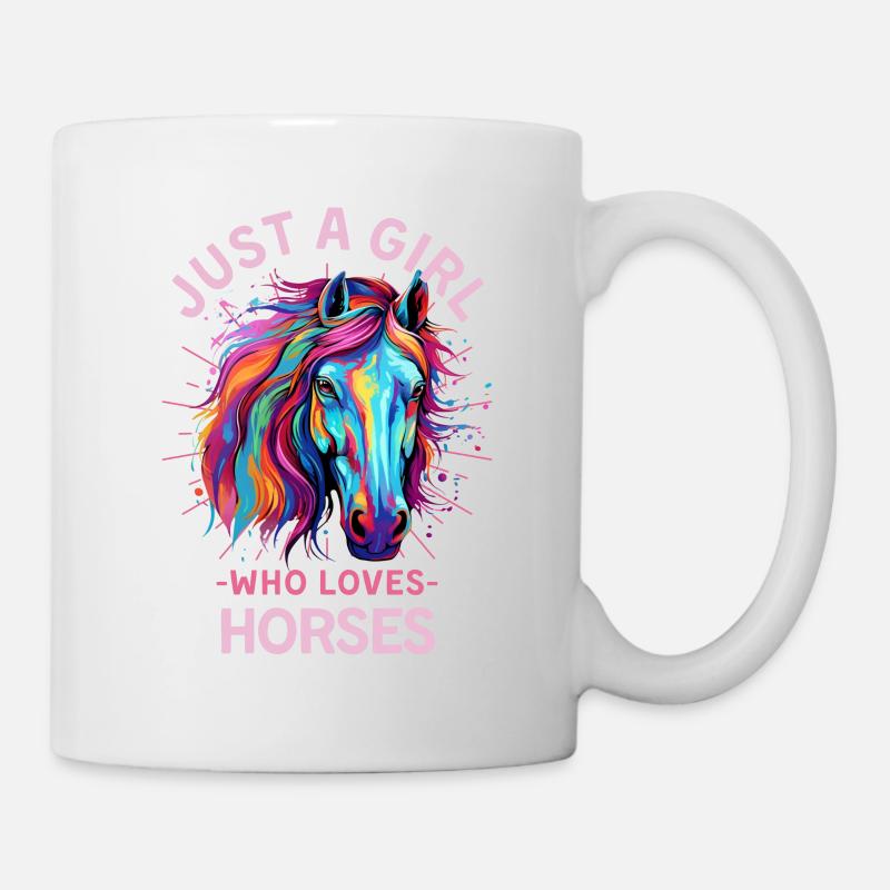 Buntes Pferd Mädchen Frauen - Tasse - Weiß