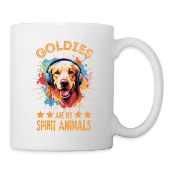 Bunter Golden Retriever mit Kopfhörer - Tasse - Weiß - Rechts