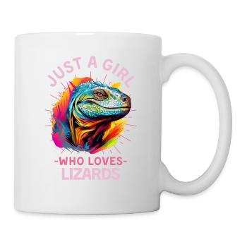 Bunter Komodowaran Farbkleckse Farbspritzer - Tasse - Weiß - Rechts