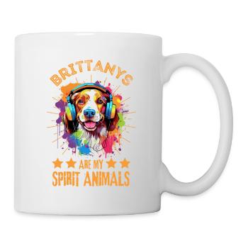 Chien breton coloré avec écouteurs - Mug blanc - blanc - Droite