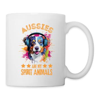 Berger australien coloré avec des écouteurs - Mug blanc - blanc - Droite