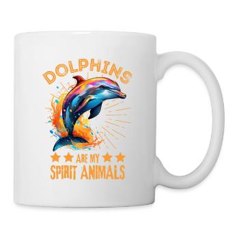 Colorful dolphin paint blobs paint splashes - Mug - white - Right