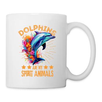Colorful dolphin paint blobs paint splashes - Mug - white - Right