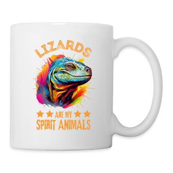Bunter Komodowaran Farbkleckse Farbspritzer - Tasse - Weiß - Rechts
