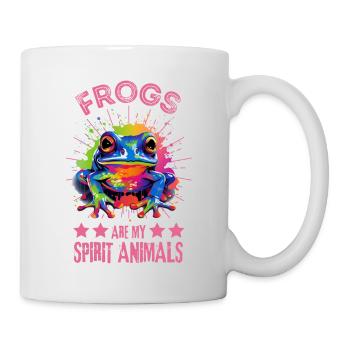 Bunter Frosch Farbkleckse Farbspritzer - Tasse - Weiß - Rechts