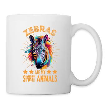 Buntes Zebra Farbkleckse Farbspritzer - Tasse - Weiß - Rechts