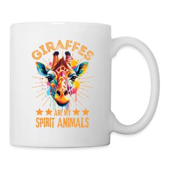 Bunte Giraffe Farbkleckse Farbspritzer - Tasse - Weiß - Rechts