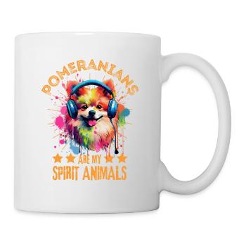 Colorful Pomeranian with headphones - Mug - white - Right