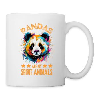 Bunter Panda Farbkleckse Farbspritzer - Tasse - Weiß - Rechts