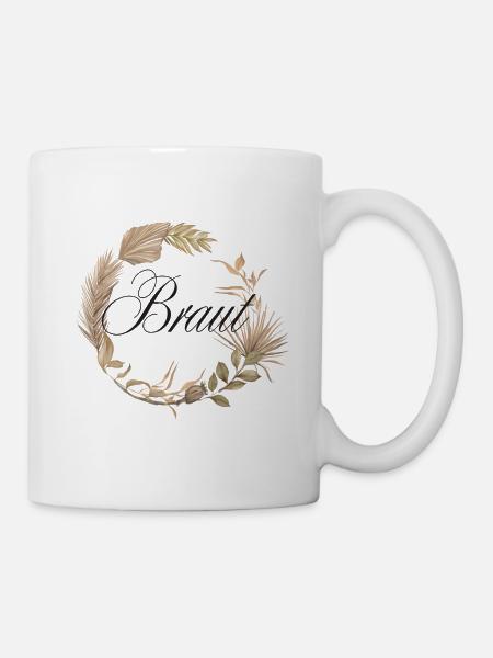 Braut Boho Kranz / Junggesellenabschied - Tasse - Weiß