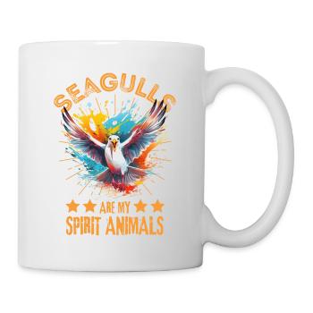 Colorful seagull paint blobs paint splashes - Mug - white - Right