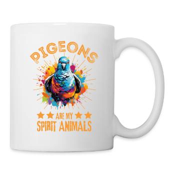 Bunte Taube Farbkleckse Farbspritzer - Tasse - Weiß - Rechts