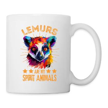 Bunter Lemur Farbkleckse Farbspritzer - Tasse - Weiß - Rechts