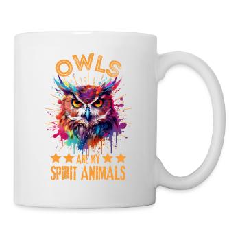Bunte Eule - Tasse - Weiß - Rechts