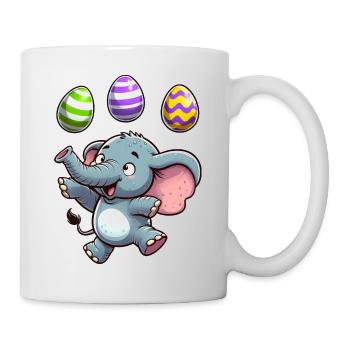 Elefant & Erpel Osterjonglage, Artisten Duo - Tasse - Weiß - Rechts