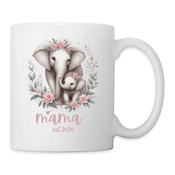 Mama 2024 Elephant Floral Wreath Celebration - Tasse - Weiß - Rechts